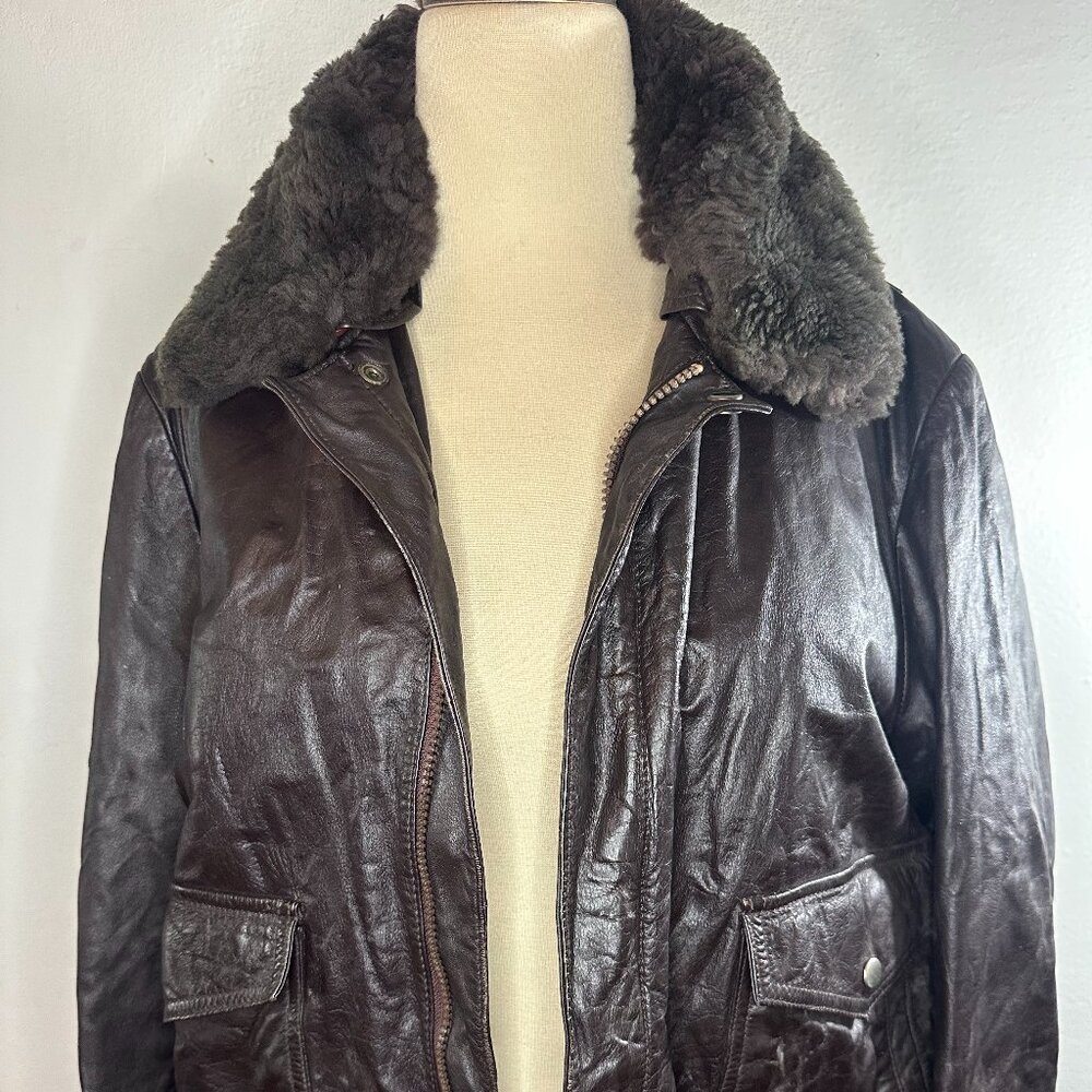 Brown Leather Vintage Bomber